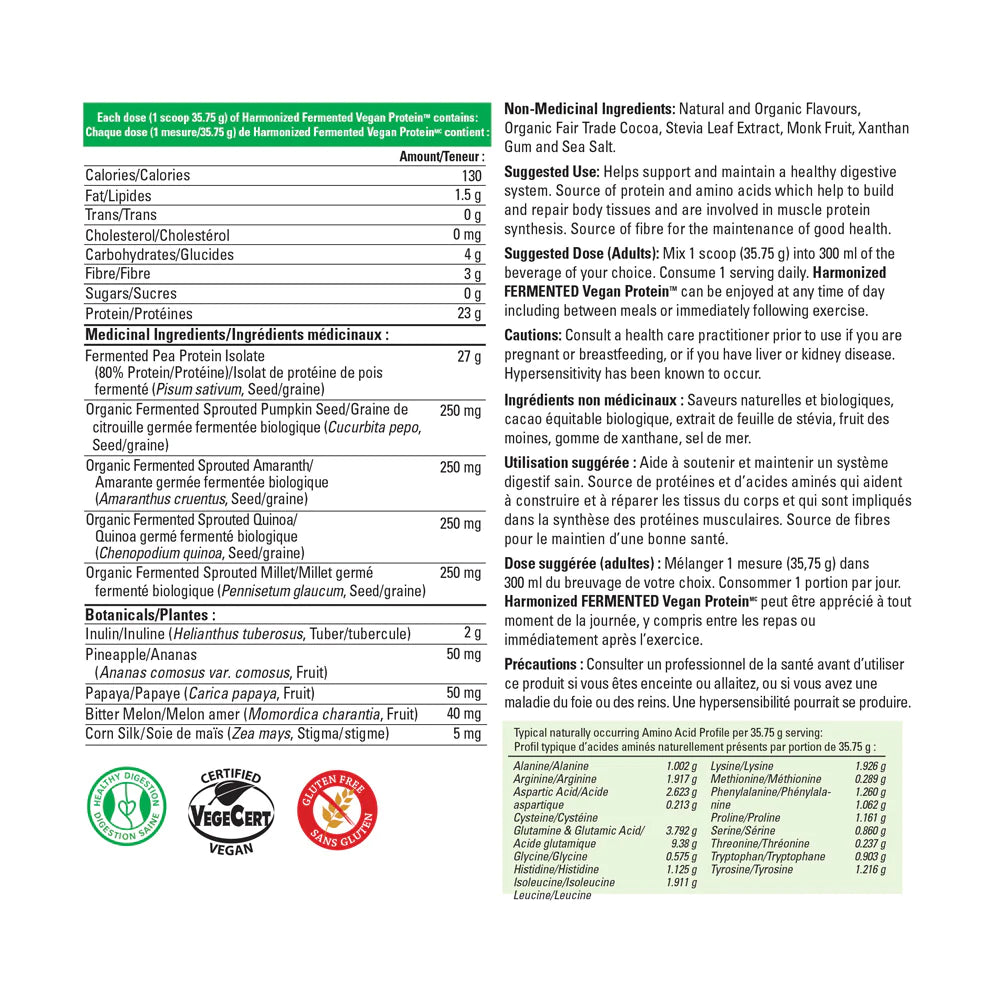HARMONIZED FERMENTED VEGAN PROTEIN CHOCOLATE FLAVOUR