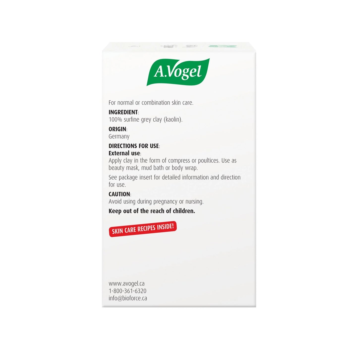 A.Vogel Green Clay - Used for clay masks for oily and problem skin