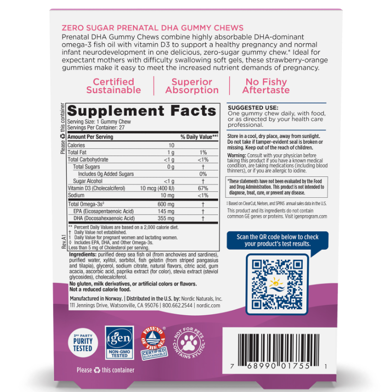 Zero Sugar Prenatal DHA Gummy Chews
