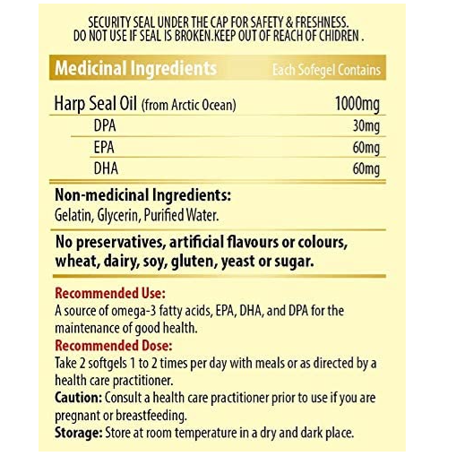 Harp Seal Oil Gold 1000mg 180 Softgels