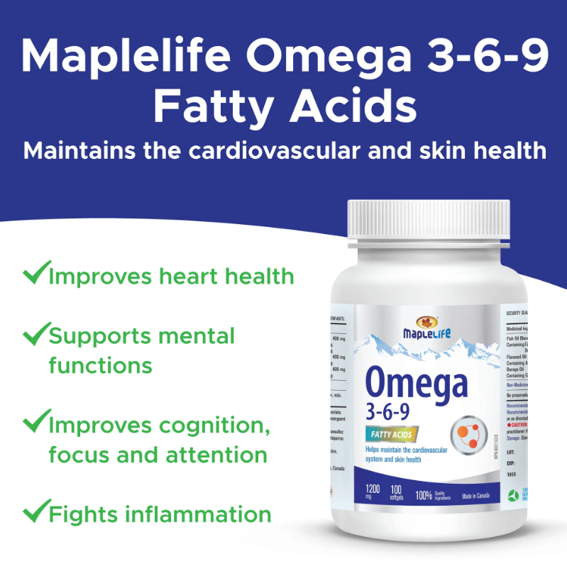 Omega 3-6-9 Flaxseed, Fish and Borage Oil Softgel, 1200mg