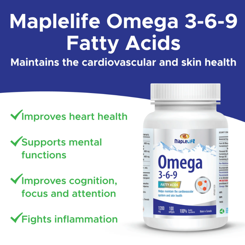 Omega 3-6-9 Flaxseed, Fish and Borage Oil Softgel, 1200mg