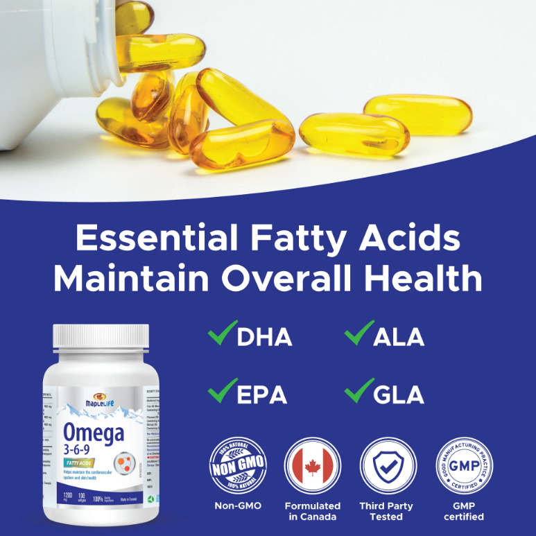 Omega 3-6-9 Flaxseed, Fish and Borage Oil Softgel, 1200mg